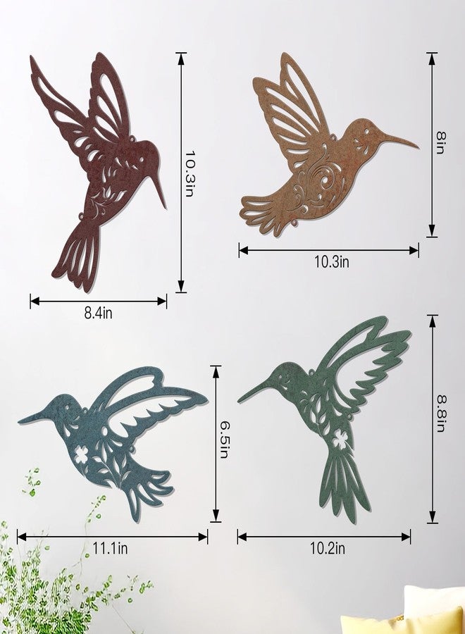 KOYILTD 4 Pieces Hummingbird Metal Wall Art Rustic Bird Outdoor Wall Art Farmhouse Metal Hummingbird Decorations Bird Decor for Home Living Room Kitchen Bedroom Bathroom (Colorful) - Image 3